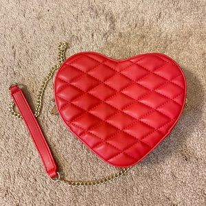 Mali Lili red heart quilted crossbody vegan leather